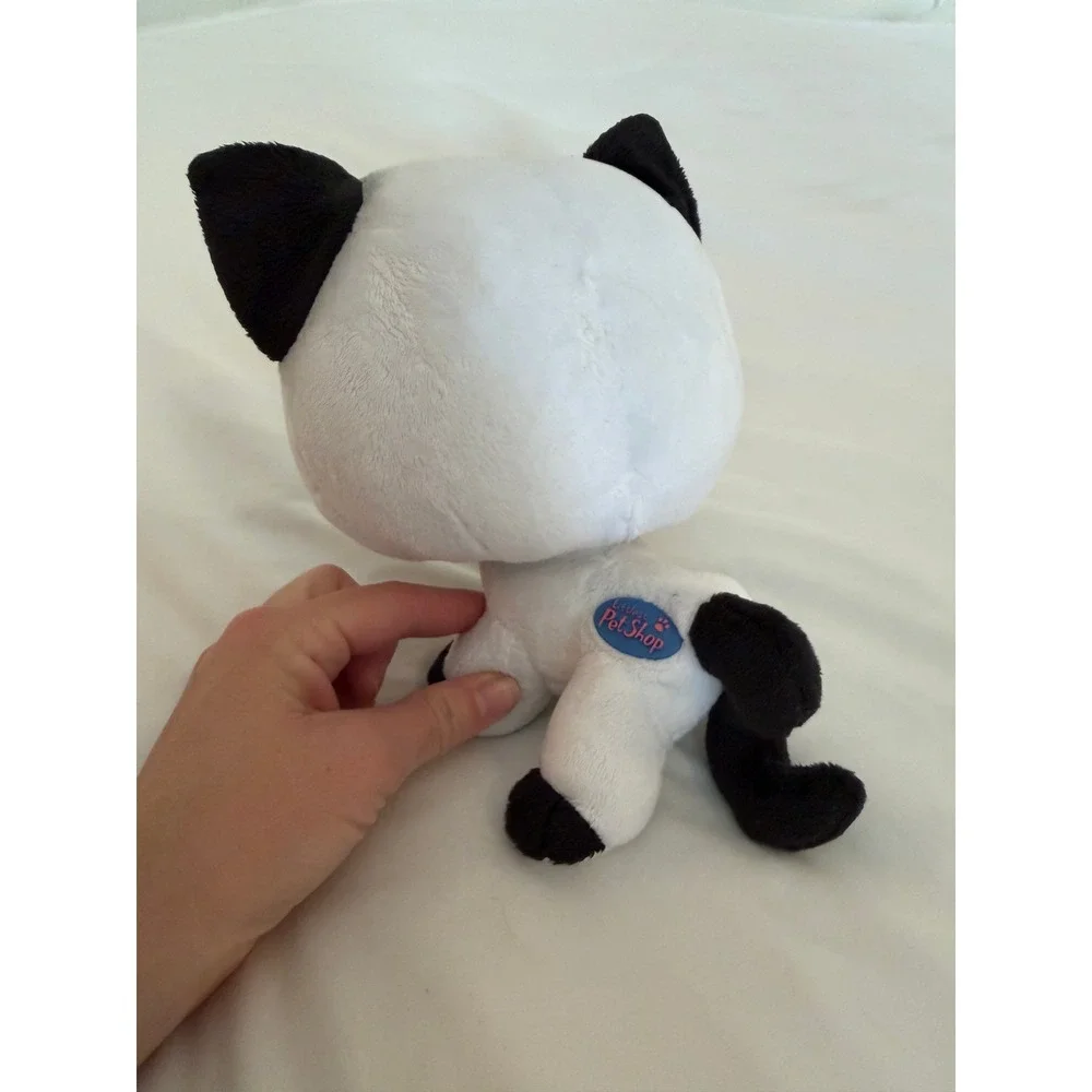 Littlest Pet Shop White & Black Cat Plush Stuffed Animal 8 Inch Toy
